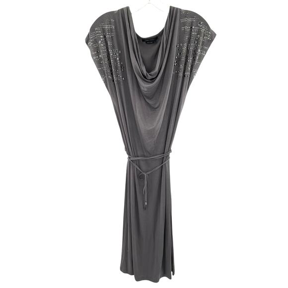 BCBGMAXAZRIA women’s studded midi short sleeve dress - Picture 2 of 7